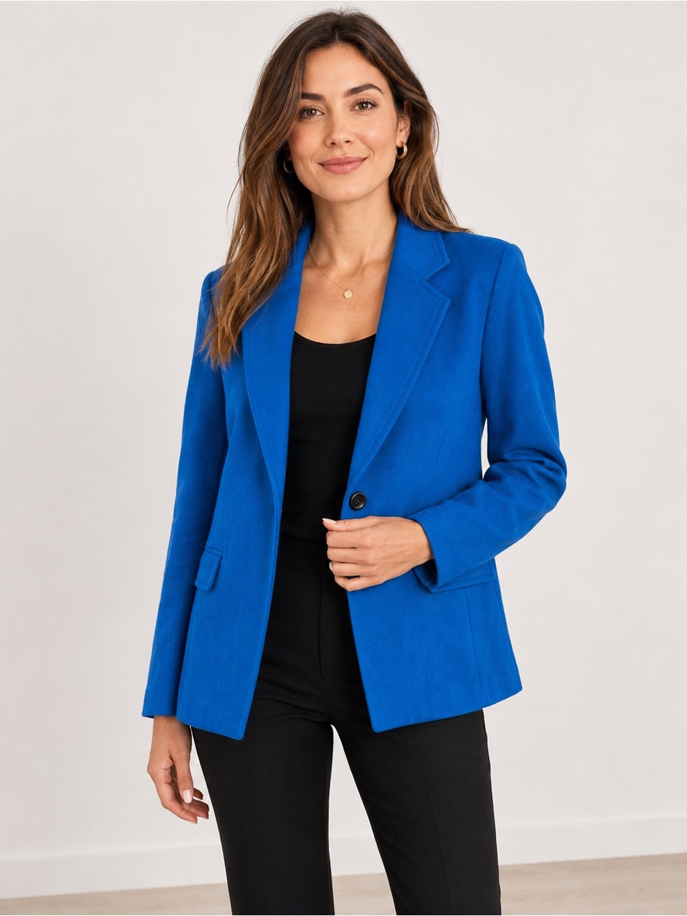 Blue Eye Cobalt Blue Wool Blend Blazer Jacket Size S Preppy Quiet Luxury